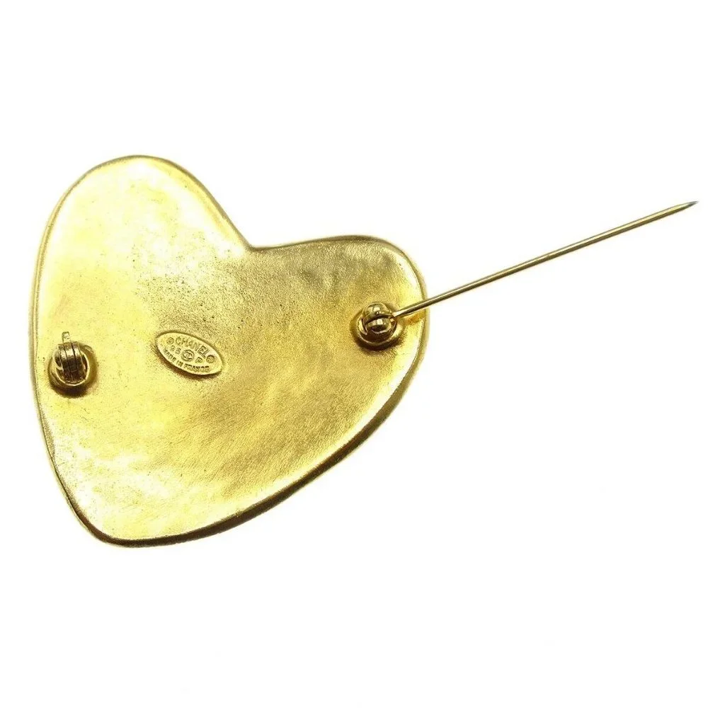 Auth Chanel Heart Brooch Gold - Picture 3 of 5